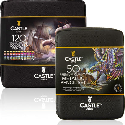 170 Piece Coloured & Metallic Pencils in Zip Cases Artist Bundle