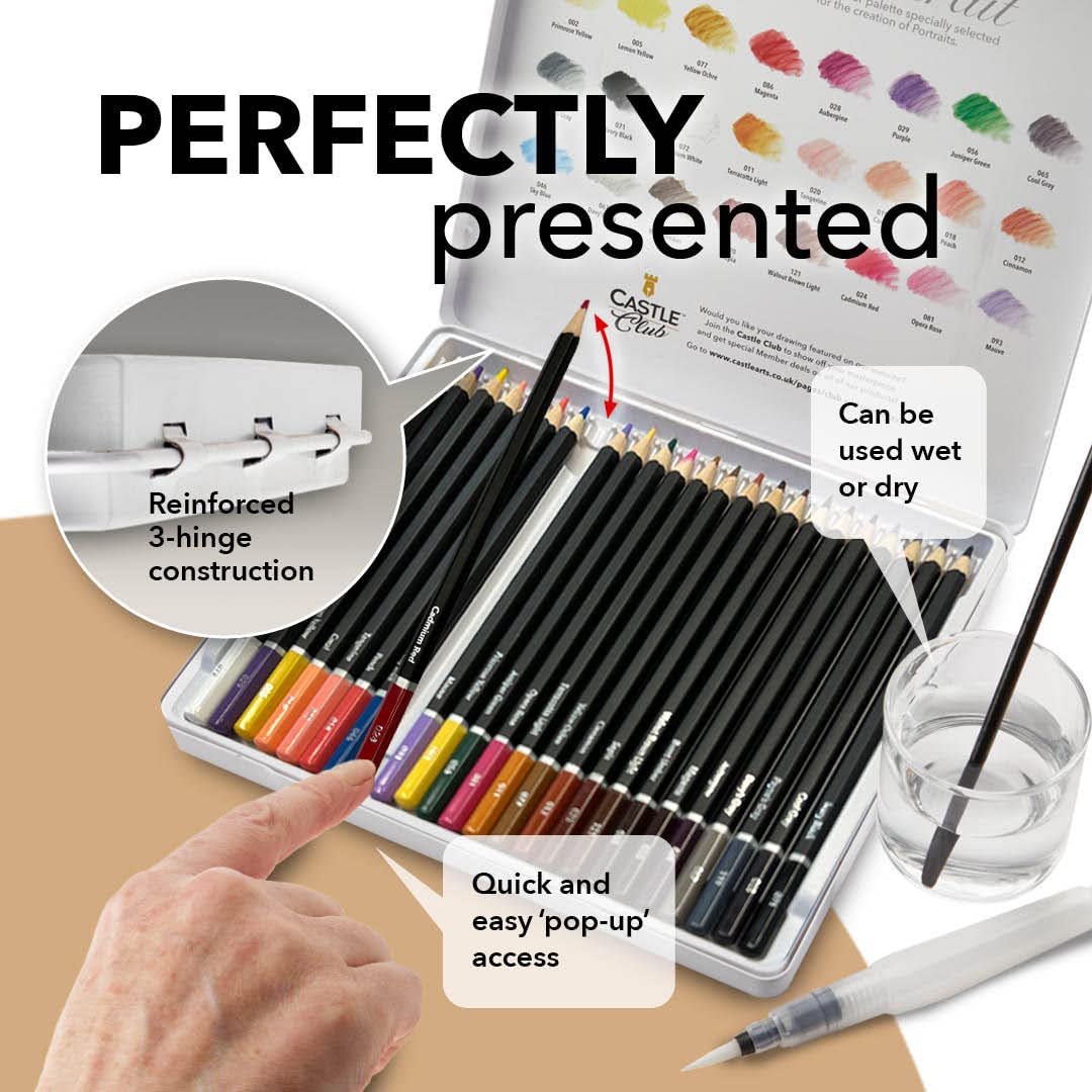 24 Teiliges Portrait Aquarell Bleistift Set In Display Dose