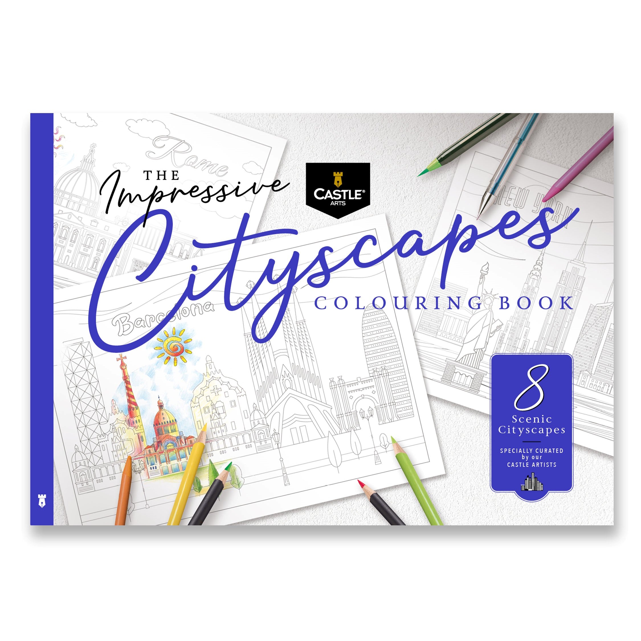 Libro da colorare stampabile di paesaggi urbani panoramici [Download digitale]