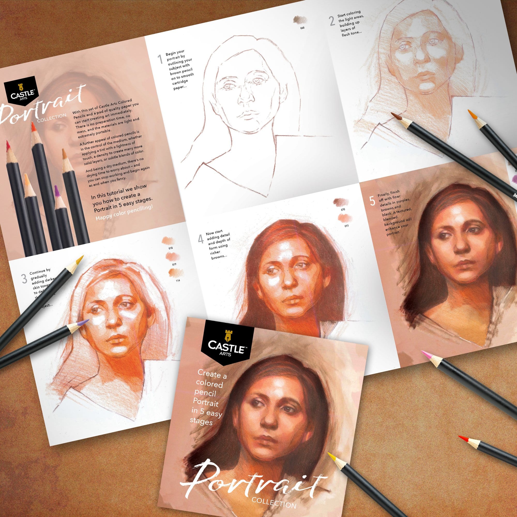 48 Piece Portrait & Botanical Coloured Pencils Palette Bundle