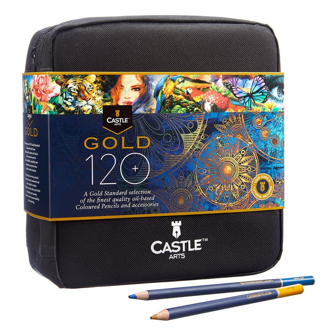 120-delige <tc>Castle Gold</tc> kleurpotlodenset in etui met ritssluiting