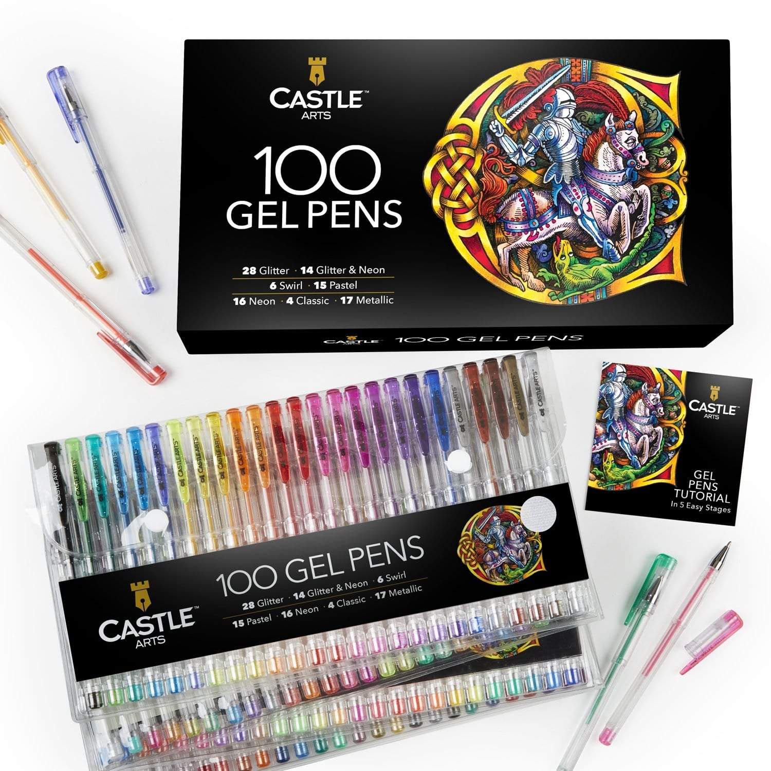 100 Piece Gel Pen Set with Case